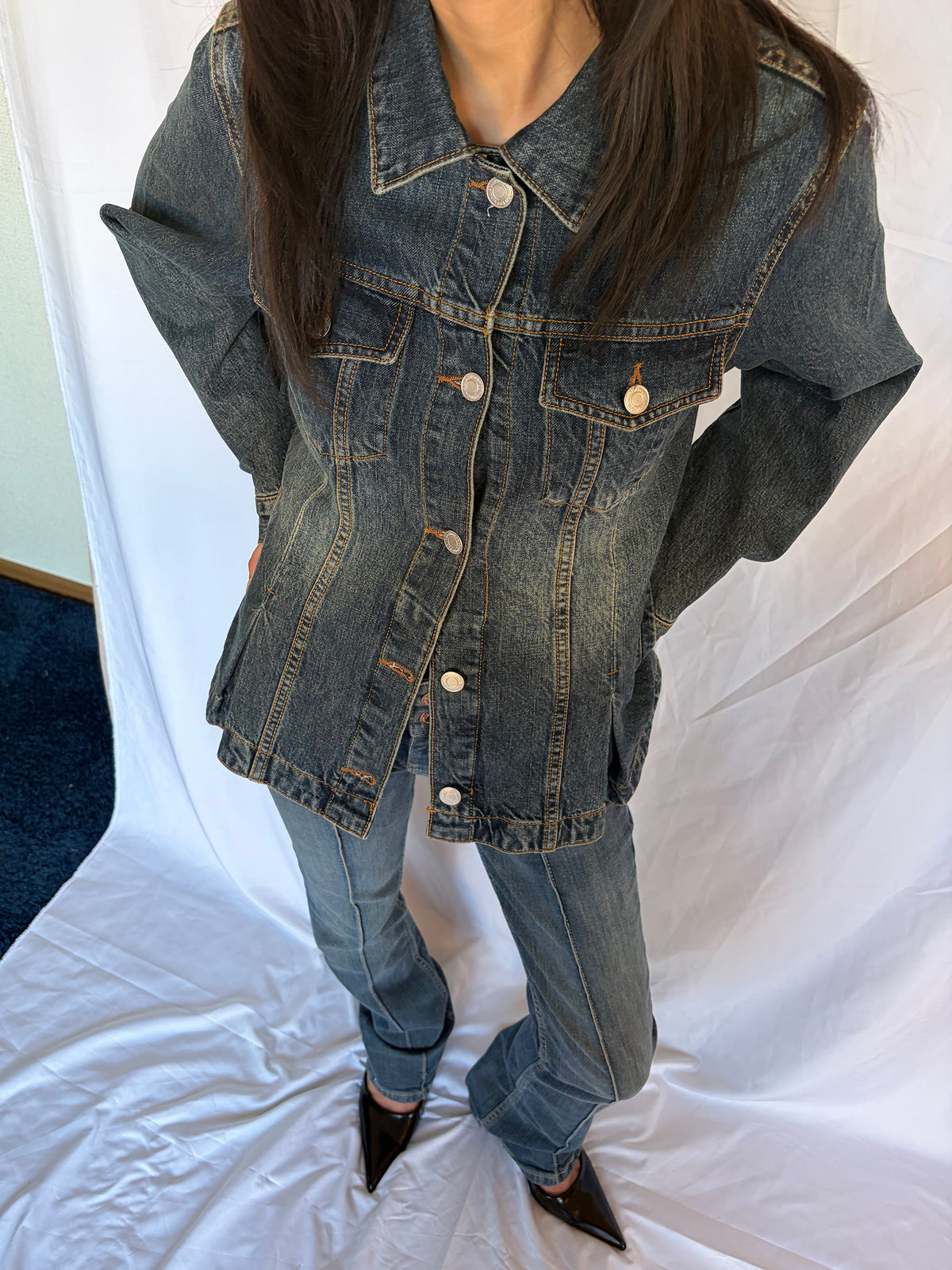 Contour Pleat Denim Jacket
