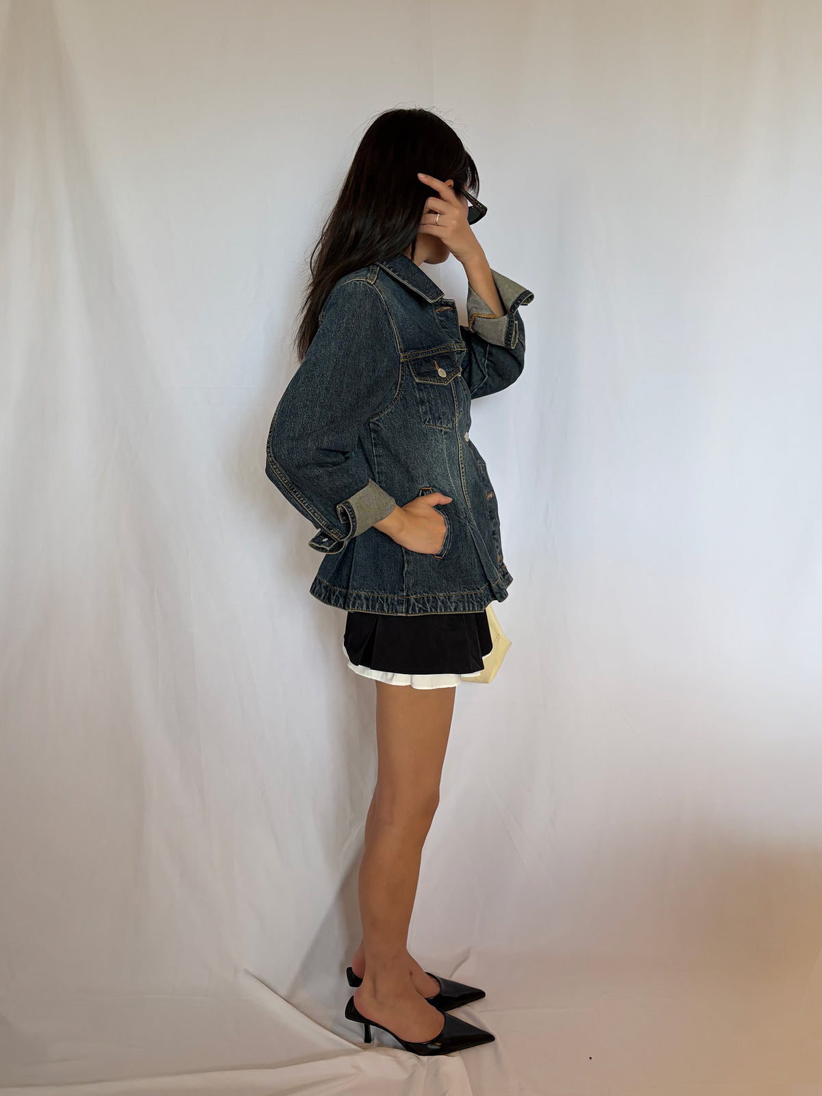 Contour Pleat Denim Jacket