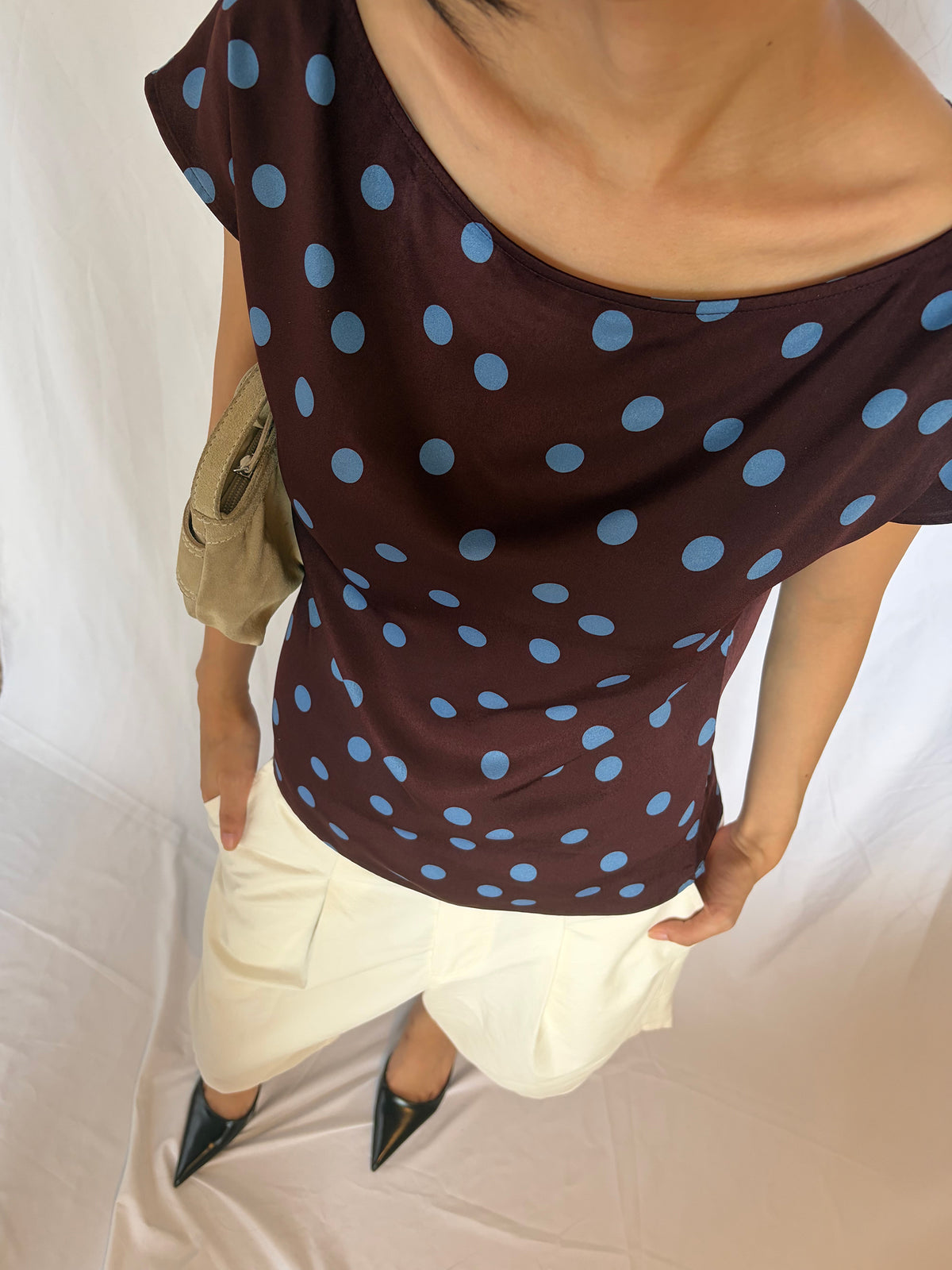 Japanese Dot Boat Neck Top